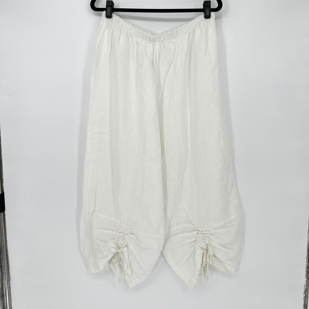 Bryn Walker 100% Linen Ruched Balloon Leg Cropped Drawstring Pants Lagenlook XL